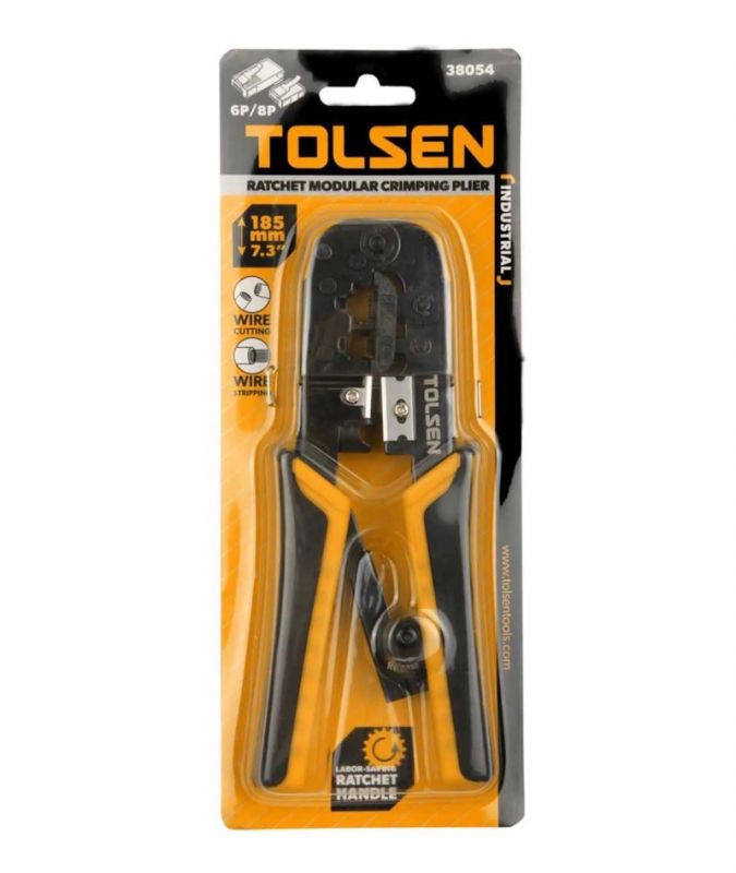 Кліщі обтискні Tolsen Профі, для обтиску наконечників 0.5-6мм кв., 185мм
