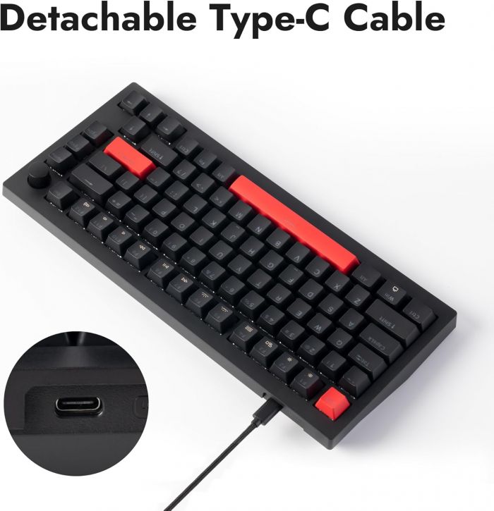Клавіатура механічна Lemokey  X4 84Key, Keychron Red, USB-A, QMK/VIA, EN/UKR, Red led, чорний