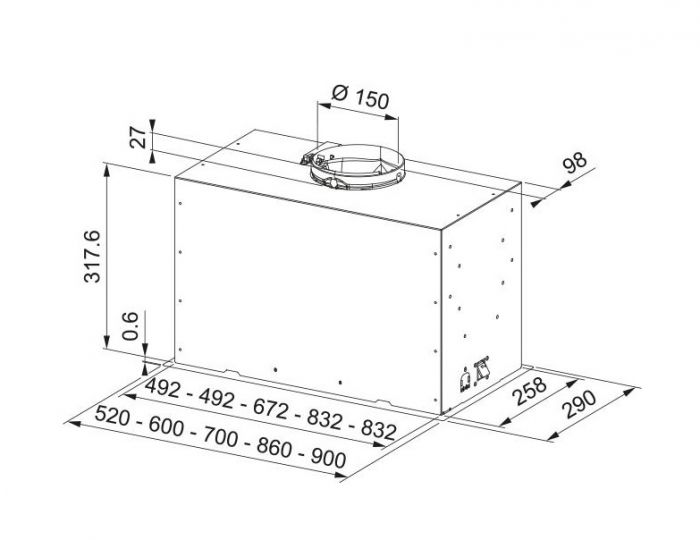 Витяжка Franke вбудовувана, 70см, 1250м.куб/год, Box Flush Basic FBFE LG A70, cвітло-сірий