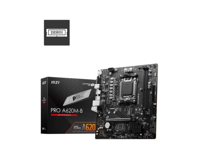 Материнcька плата MSI PRO A620M-B sAM5 A620 2xDDR5 M.2 HDMI D-Sub mATX