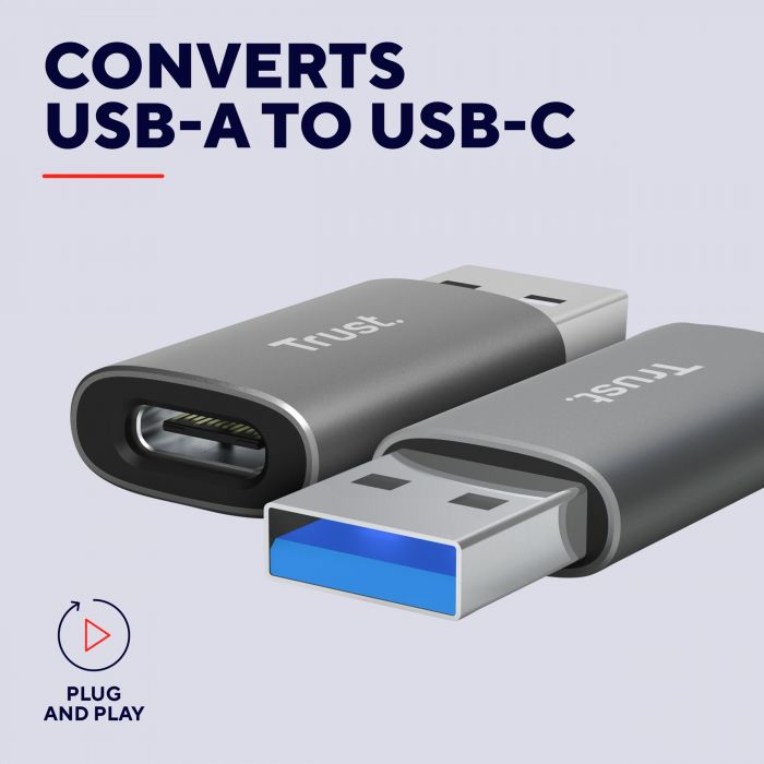 Адаптер Trust Calyx USB-C > USBA3.2, 2шт, чорний