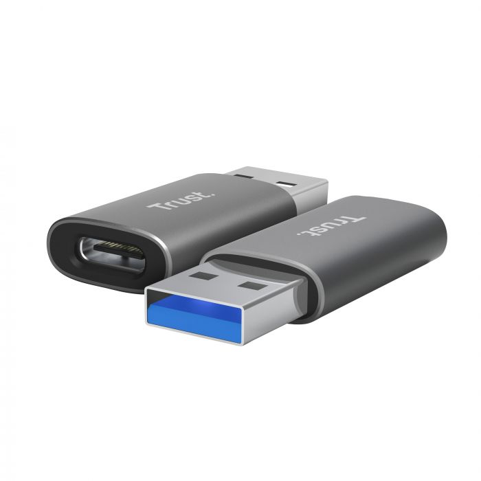 Адаптер Trust Calyx USB-C > USBA3.2, 2шт, чорний