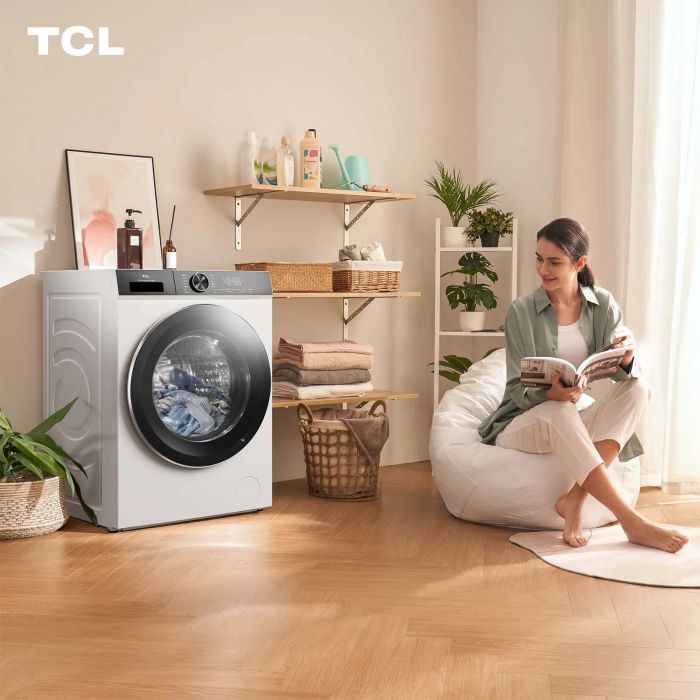 Пральна машина TCL фронтальна, 9кг, 1400, A, 57см, дисплей, пара, інвертор, білий