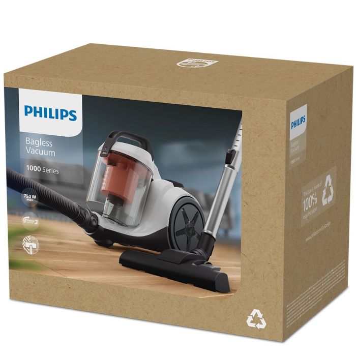 Пилосос Philips безмішковий Series 1000, 750Вт, конт пил -1.3л, вага-3.5кг, Super Clean Air, білий