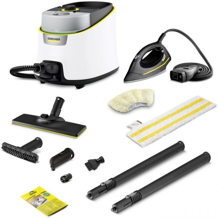 Пароочисник Karcher SC 4 Deluxe Iron, 2200Вт, 1300мл, 4Бар, праска, швабра, білий