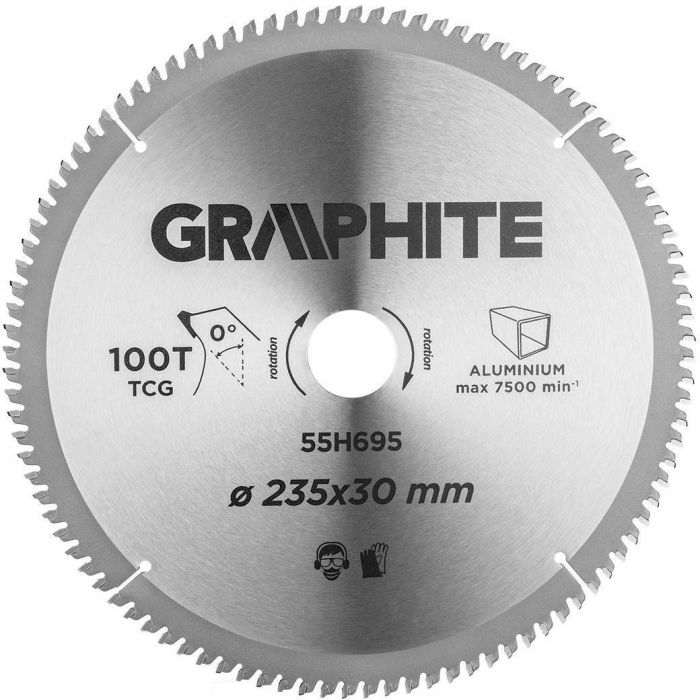 Диск пильний Graphite по люмінію, 235х30мм, 100 зубів