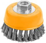 Щітка чашкова Tolsen Профі, торцева, переплетений дріт 0.5мм, 100мм, різьблення M14