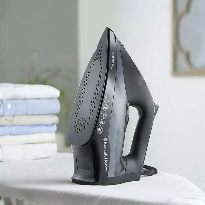 Праска Russell Hobbs Diamond Elite, 3100Вт, 350мл, 20, паровий удар -220гр, самоочищування, керам. підошва, чорний