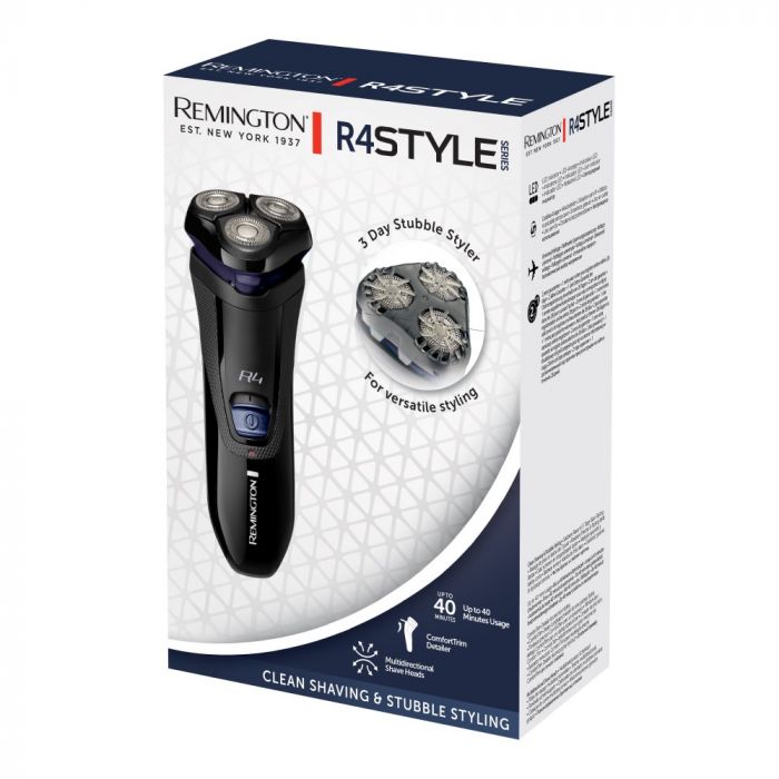 Бритва електр. Remington роторна R4 Style Series,  бритв.головок-3, от сети, сух., тример, чорно-синій