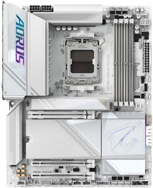 Материнська плата GIGABYTE X870E AORUS PRO ICE sAM5 X870 4xDDR5 M.2 HDMI Wi-Fi BT ATX