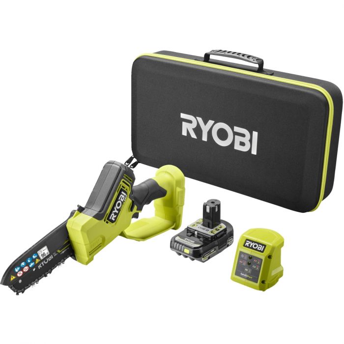 Пила ланцюгова акумуляторна Ryobi ONE+ HP RY18PSX15A-120T 18В акб 1х2А·год ЗП 15см 1.19кг кейс