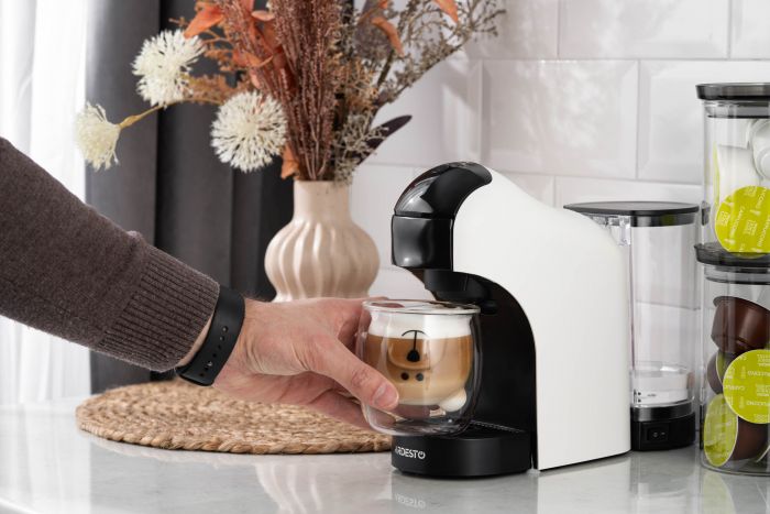 Кавоварка ARDESTO  3в1, 0.9л, капсули Nespresso, Nescafe Dolce Gusto, мелена кава, сенсорне керування, білий