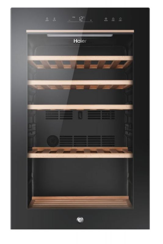 Холодильник Haier для вина, 82x49.7х58, холод.відд.-118л, зон - 1, бут-49, ST, дисплей, чорний