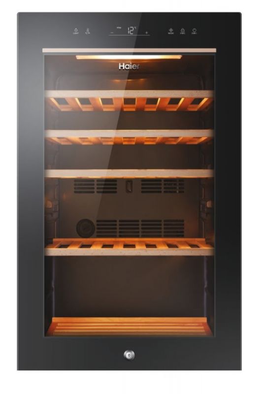 Холодильник Haier для вина, 82x49.7х58, холод.відд.-118л, зон - 1, бут-49, ST, дисплей, чорний