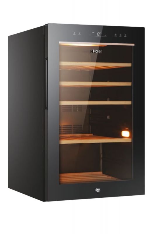 Холодильник Haier для вина, 82x49.7х58, холод.відд.-118л, зон - 1, бут-49, ST, дисплей, чорний