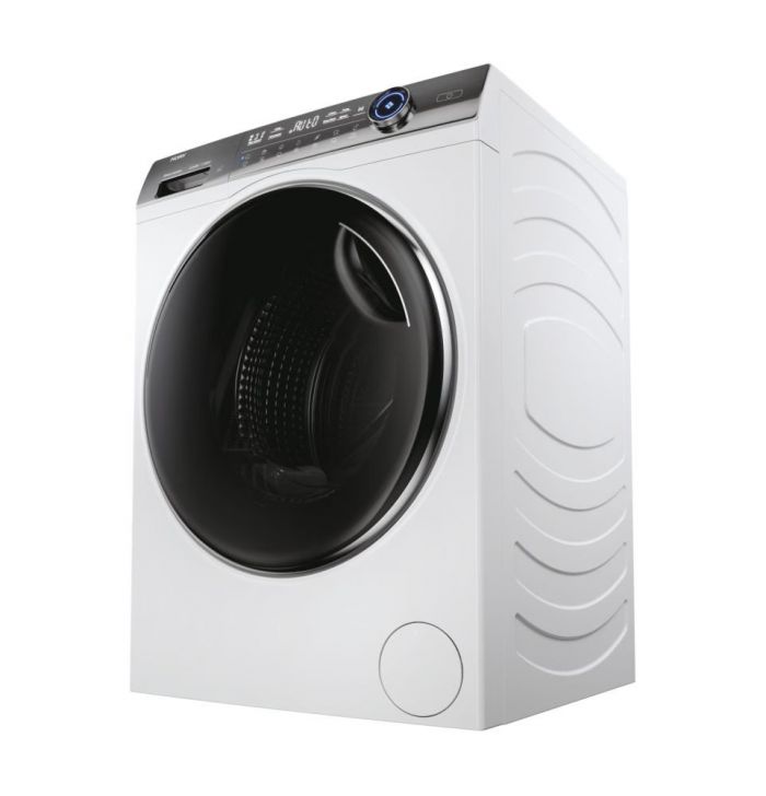Пральна машина Haier фронтальна, 12кг, 1400, A+++, 60см, дисплей, пара, інвертор, люк чорний, прямий привід, білий