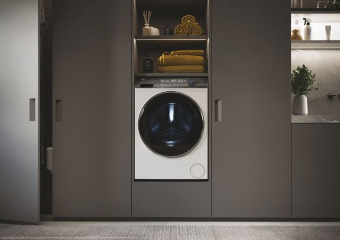 Пральна машина Haier фронтальна, 12кг, 1400, A+++, 60см, дисплей, пара, інвертор, люк чорний, прямий привід, білий