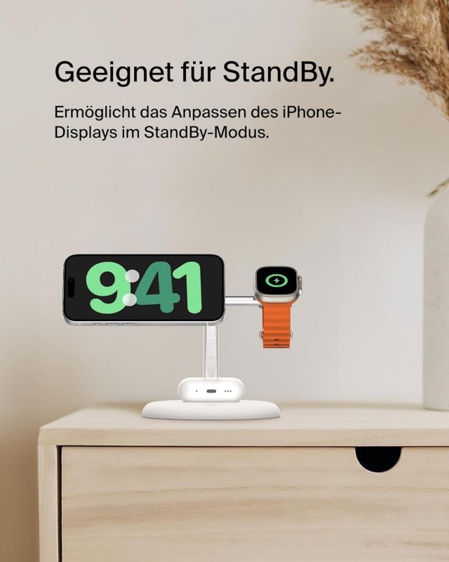 Зарядний пристрій бездротовий Belkin 3в1 Magnetic Qi2 15Вт, білий