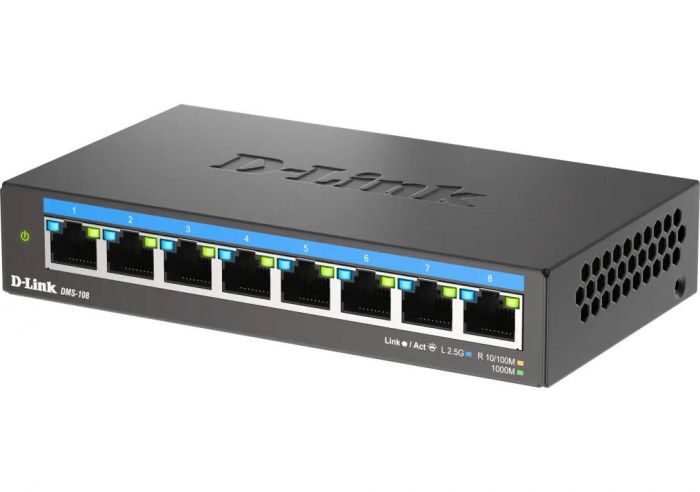 Комутатор D-Link DMS-108 8x2.5GE, Некерований