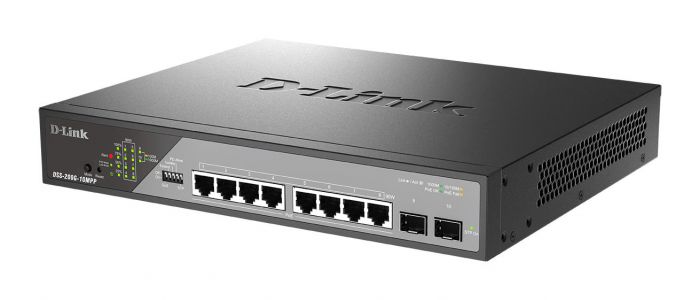 Комутатор D-Link DSS-200G-10MPP 8xGE PoE, 2xSFP, 242Вт, Некерований