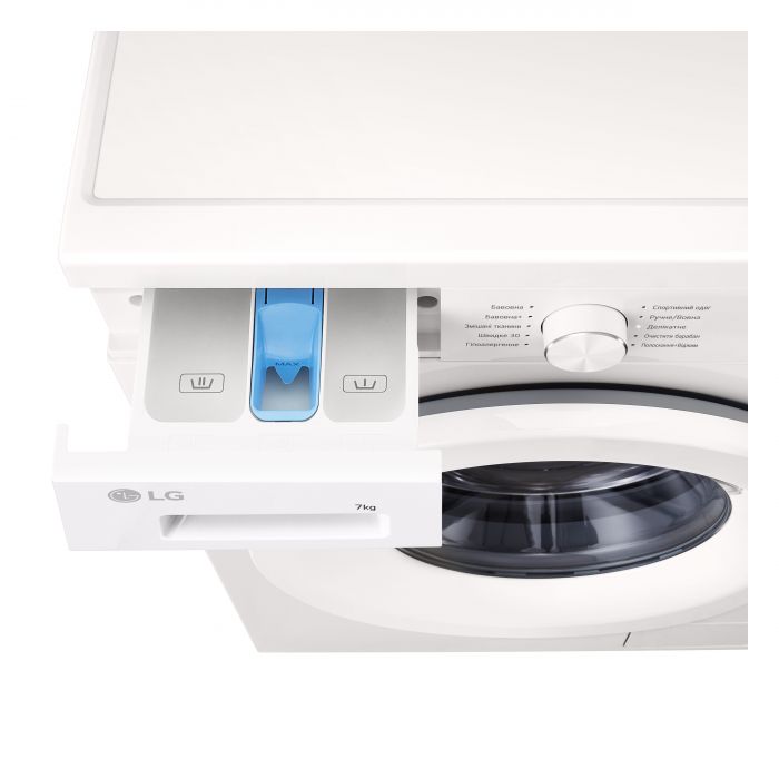 Пральна машина LG фронтальна, 7кг, 1200, A+++, 44см, дисплей, пара, інвертор, білий