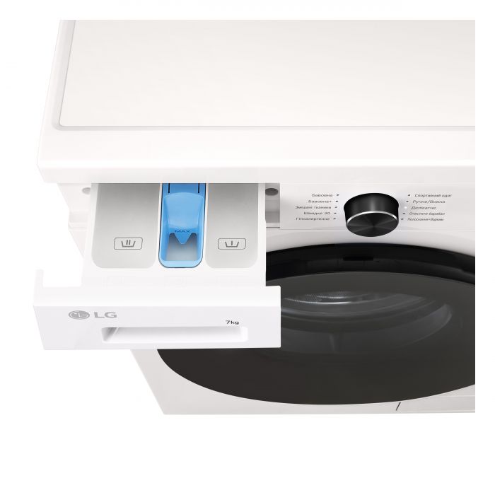Пральна машина LG фронтальна, 7кг, 1200, A+++, 44см, дисплей, пара, інвертор, білий