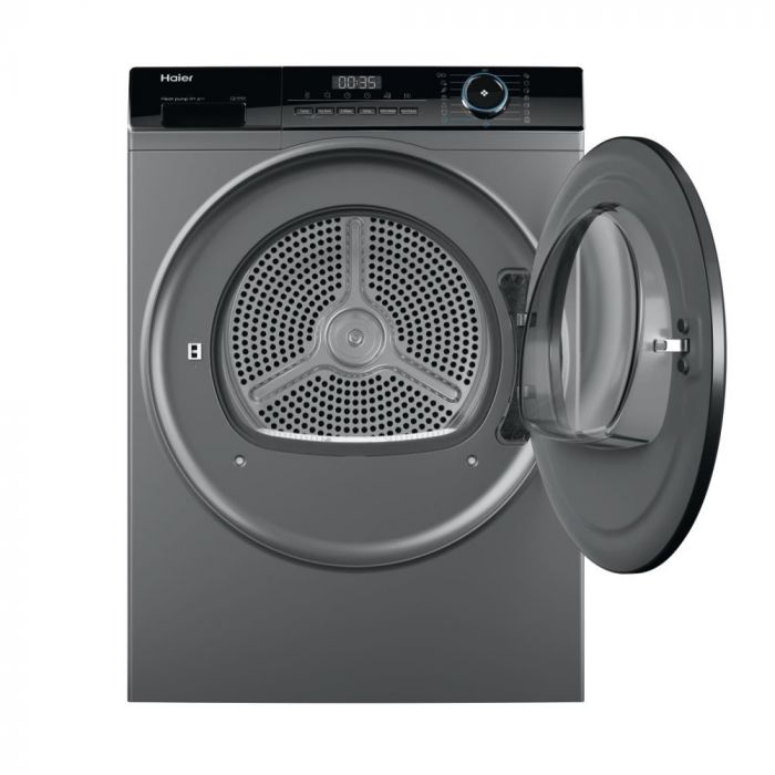 Сушильна машина Haier тепловий насос, 9кг, A+++, 59,5см, дисплей, пара, cріблястий