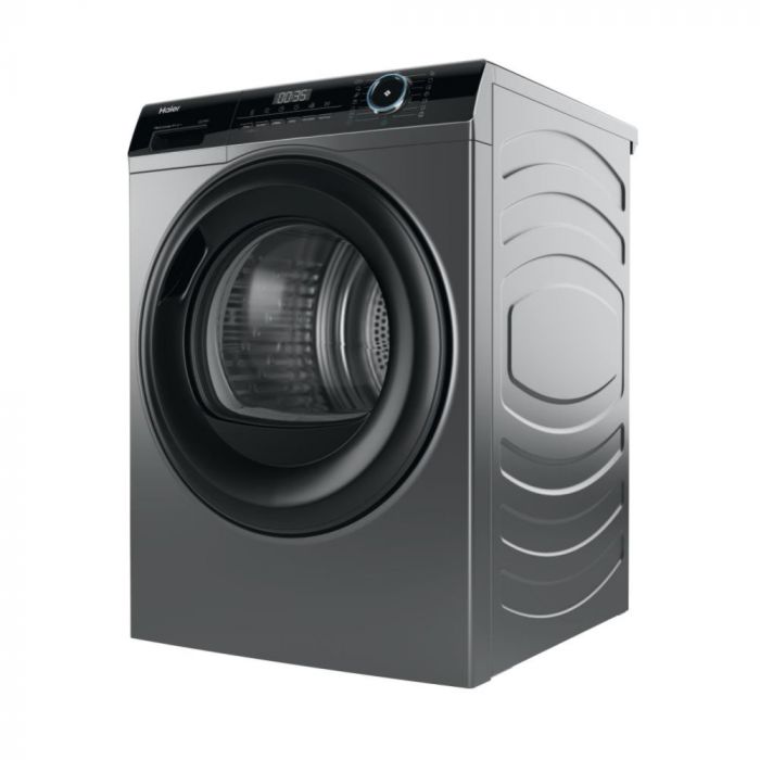 Сушильна машина Haier тепловий насос, 9кг, A+++, 59,5см, дисплей, пара, cріблястий