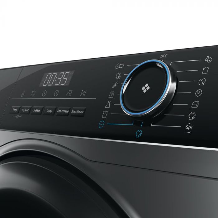 Сушильна машина Haier тепловий насос, 9кг, A+++, 59,5см, дисплей, пара, cріблястий