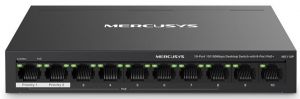Комутатор MERCUSYS MS110P 10xFE (8xPoE), 65Вт, Некерований