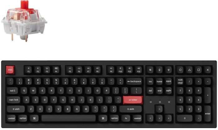 Клавіатура механічна Keychron K10 PRO 100Key, K pro Red, WL/BT/USB-A, QMK, EN/UKR, White Led, чорний