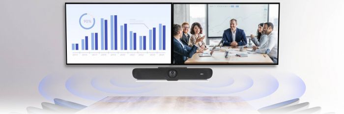 Відеотермінал Aver VB370A, Android 13, 4.5x Optical Zoom, 2 об'єктива 4K, PTZ, 14х Uni-mic, радіус дії 10 м, динаміки 2 х 6 Вт, Zoom Rooms, Dual Screen, чорний