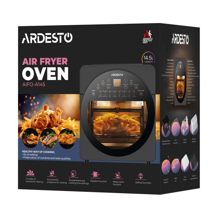 Мультипіч ARDESTO, 1700Вт, об'єм-14.5л, сенсорне керування, 50-220°C, нержав.сталь/пластик, сіро-чорний