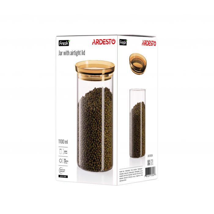 Банка для зберігання ARDESTO Fresh 1100мл, скло, пластик, прозорий