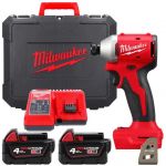 Гвинтоверт ударний акумуляторний Milwaukee M18 BLIDRC-402C 18В АКБ 2х4А·год 0-3600об·хв 190Нм ЗП M12-18C кейс 1.3кг