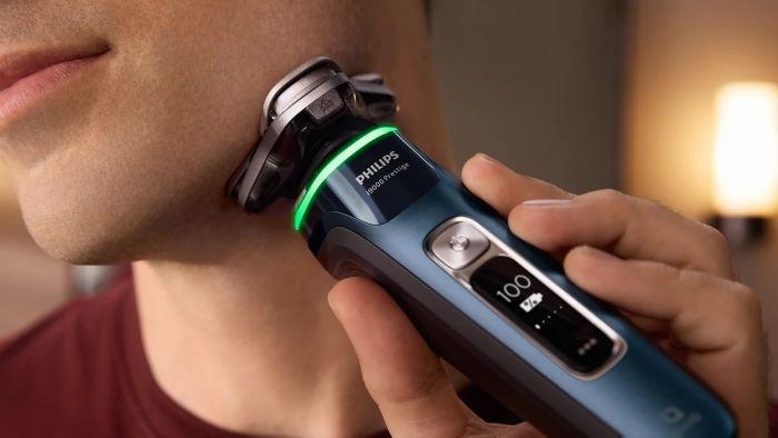 Бритва електр. Philips Series i9000 Prestige SkinIQ,  бритв.головок-3, Li-Ion, сух.+волог., індикатор заряду, твердий чохол, синій