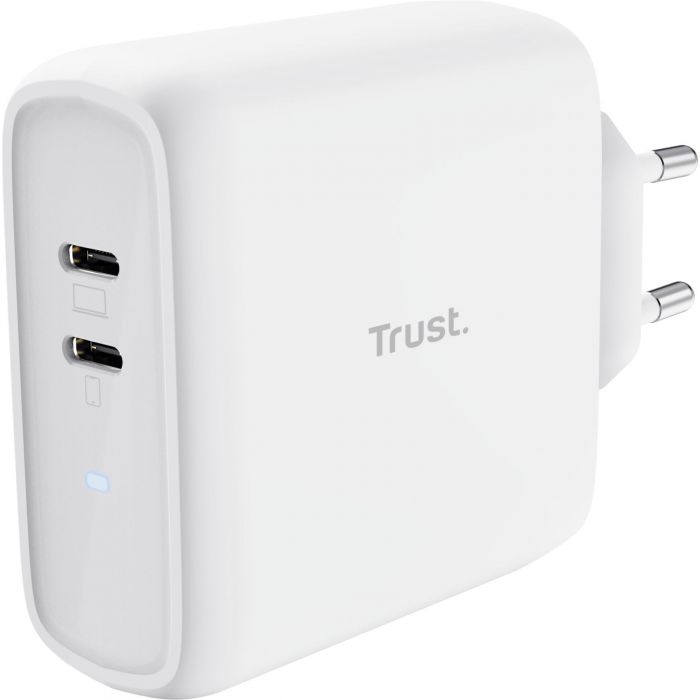Зарядний пристрій мережевий Trust Maxo 65Вт, 2xUSB-C PD, білий
