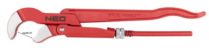 Ключ трубний Neo Tools, 45°, робочий діапазон 0-26мм, 330мм