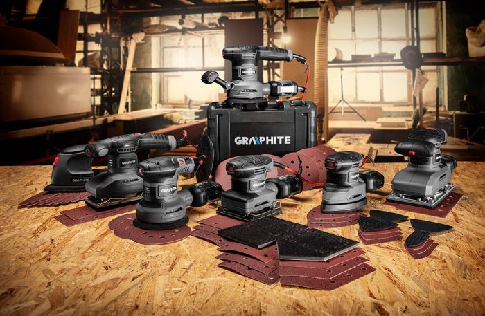 Шліфмашина ексцентрикова GRAPHITE 300Вт 125мм 7000-13000об·хв орбіта 1мм 1.21кг