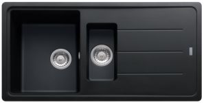 Мийка кухонна Franke Basis фраграніт, прямокут., з крилом, 970х500х200мм, чаша - 2, врізна, онікс