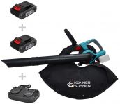 Повітродув-пилосос садовий акумуляторний Konner&Sohnen безщітковий 40В(20+20В) акб 2?4А·год 3.5кг