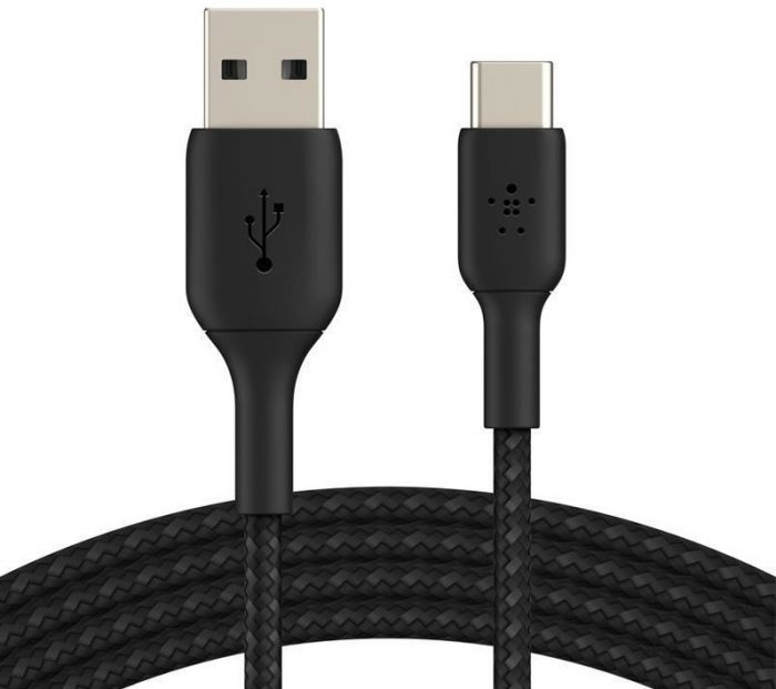 Кабель Belkin USB-A > USB-C заряджання/синхронізації 15Вт, 2м, плетений, чорний