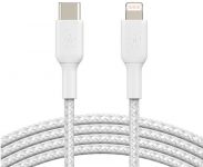 Кабель Belkin USB-C > Lightning заряджання/синхронізації 30Вт PD, 1м, плетений, білий