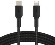 Кабель Belkin USB-C > Lightning заряджання/синхронізації 30Вт PD, 1м, плетений, чорний