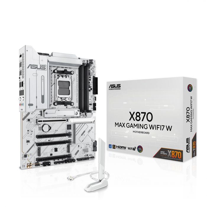 Материнcька плата ASUS X870 MAX GAMING WIFI7 W sAM5 X870 4xDDR5 M.2 HDMI USB Type-C WiFi BT ATX білий
