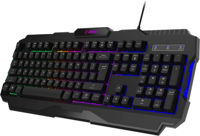 Клавіатура мембранна MSI FORGE GK100 104key, USB-A, EN/UKR/RU, ColorLED, чорний