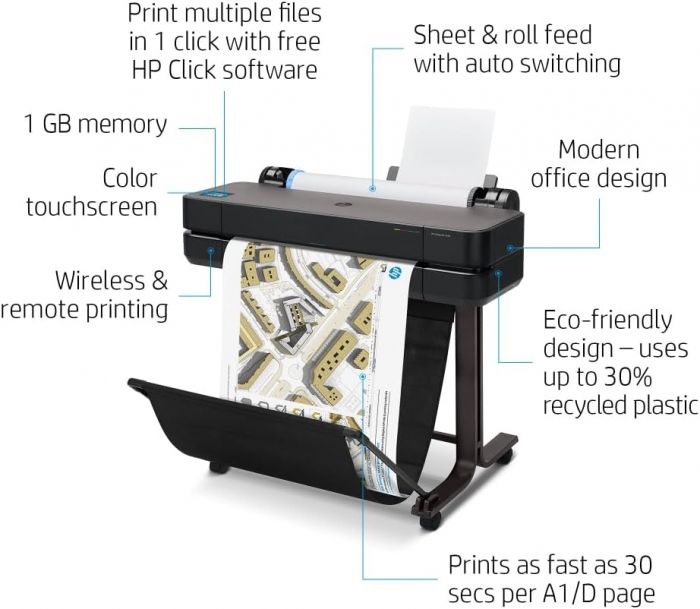 Принтер HP DesignJet T630 24" з Wi-Fi