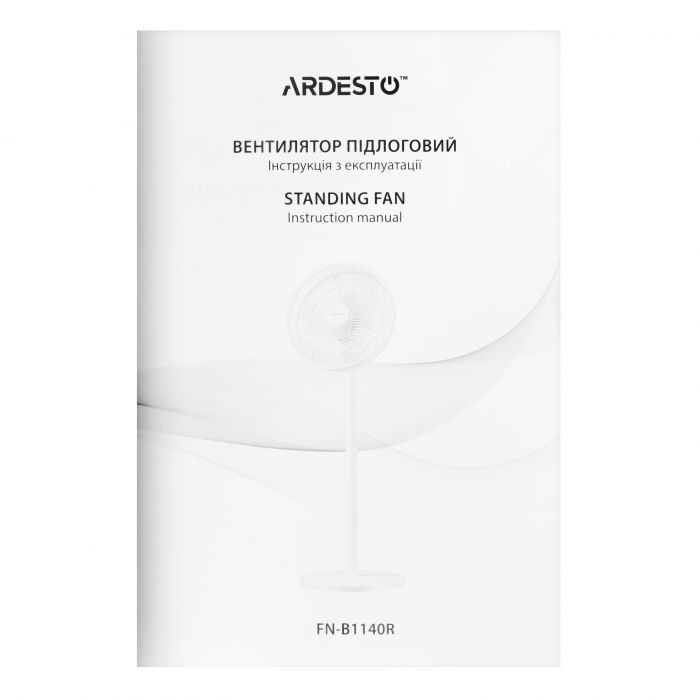 Вентилятор ARDESTO FN-B1140R підлоговий, 40см, 55Вт, ел. кер-ня, дисплей, таймер, пульт ДК, опора кругла, білий