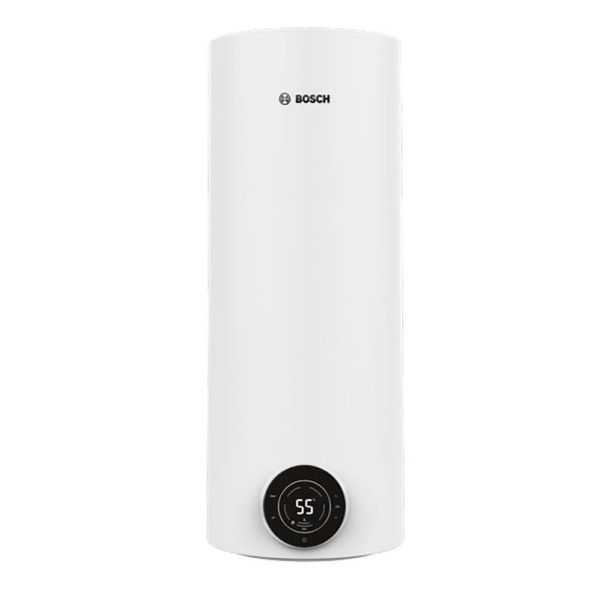 Водонагрівач електр. BOSCH круглий слім Tronic 4000T, 50л, 1,5кВт, сухий тен, вертикальний монтаж, електр. кер-ння, B, білий