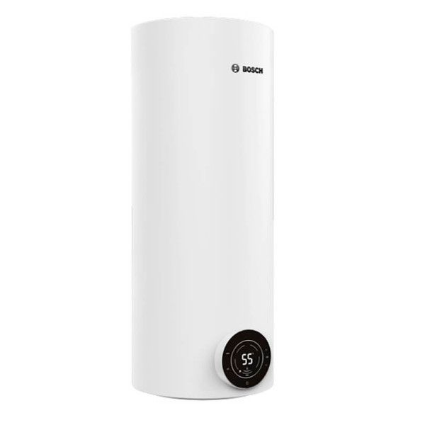 Водонагрівач електр. BOSCH круглий слім Tronic 4000T, 50л, 1,5кВт, сухий тен, вертикальний монтаж, електр. кер-ння, B, білий
